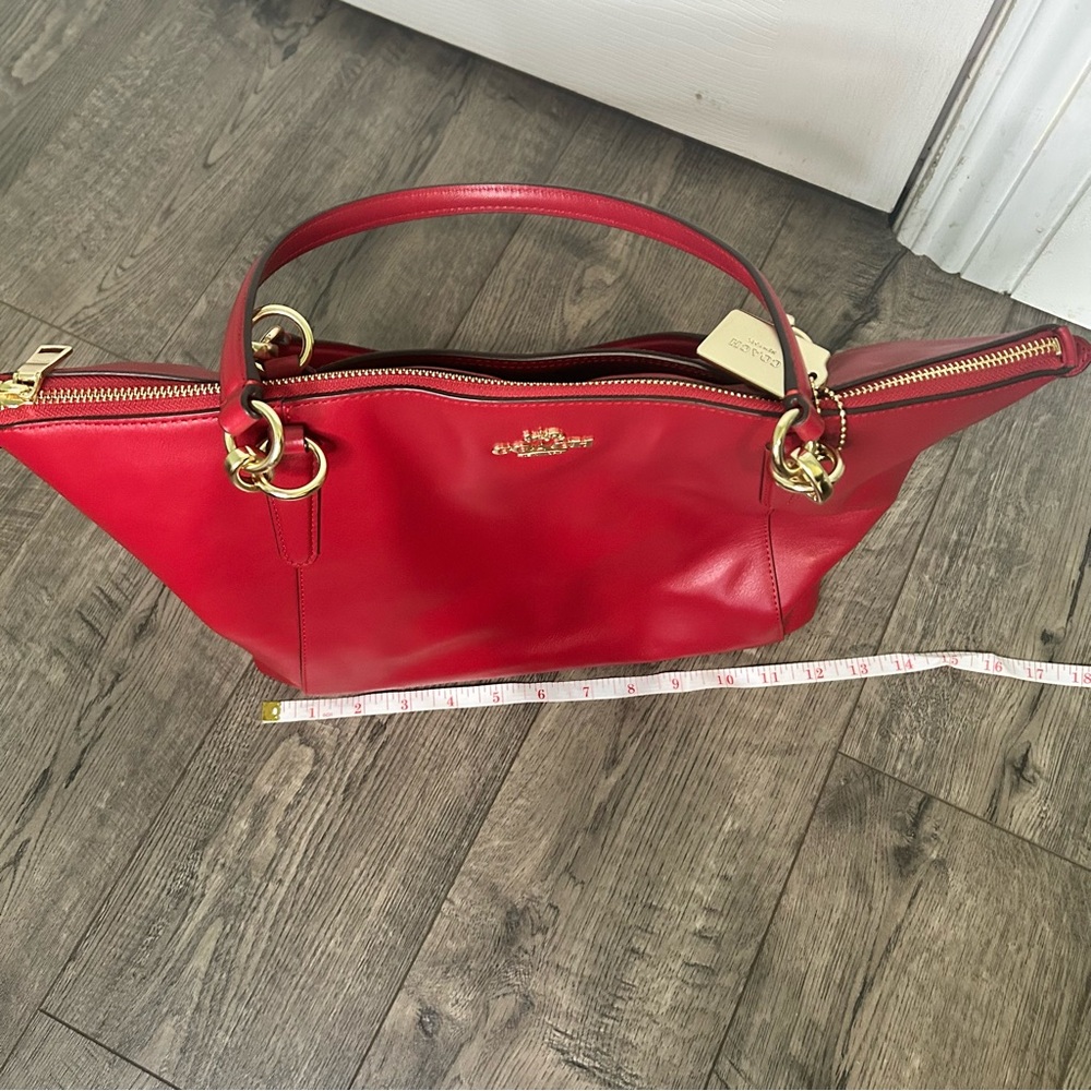 Coach Cherry Red Leather Tote - Picture 5 of 7